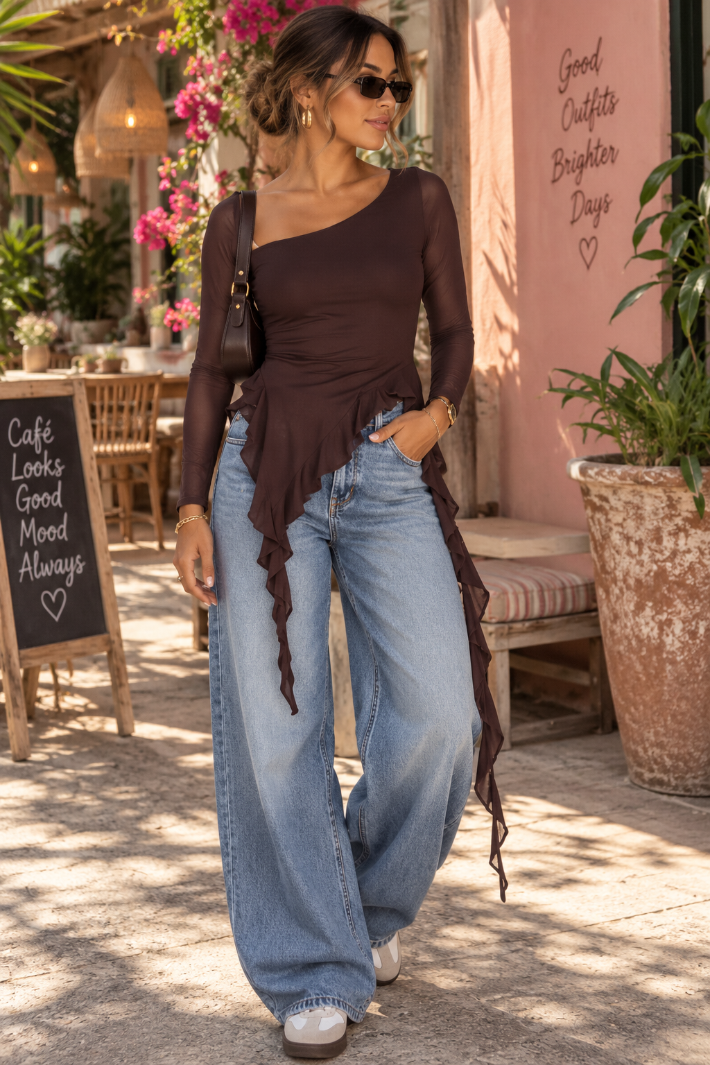 Top MILA en 100 % viscose fluide, tailles SM et ML – Seven Shades La Réunion