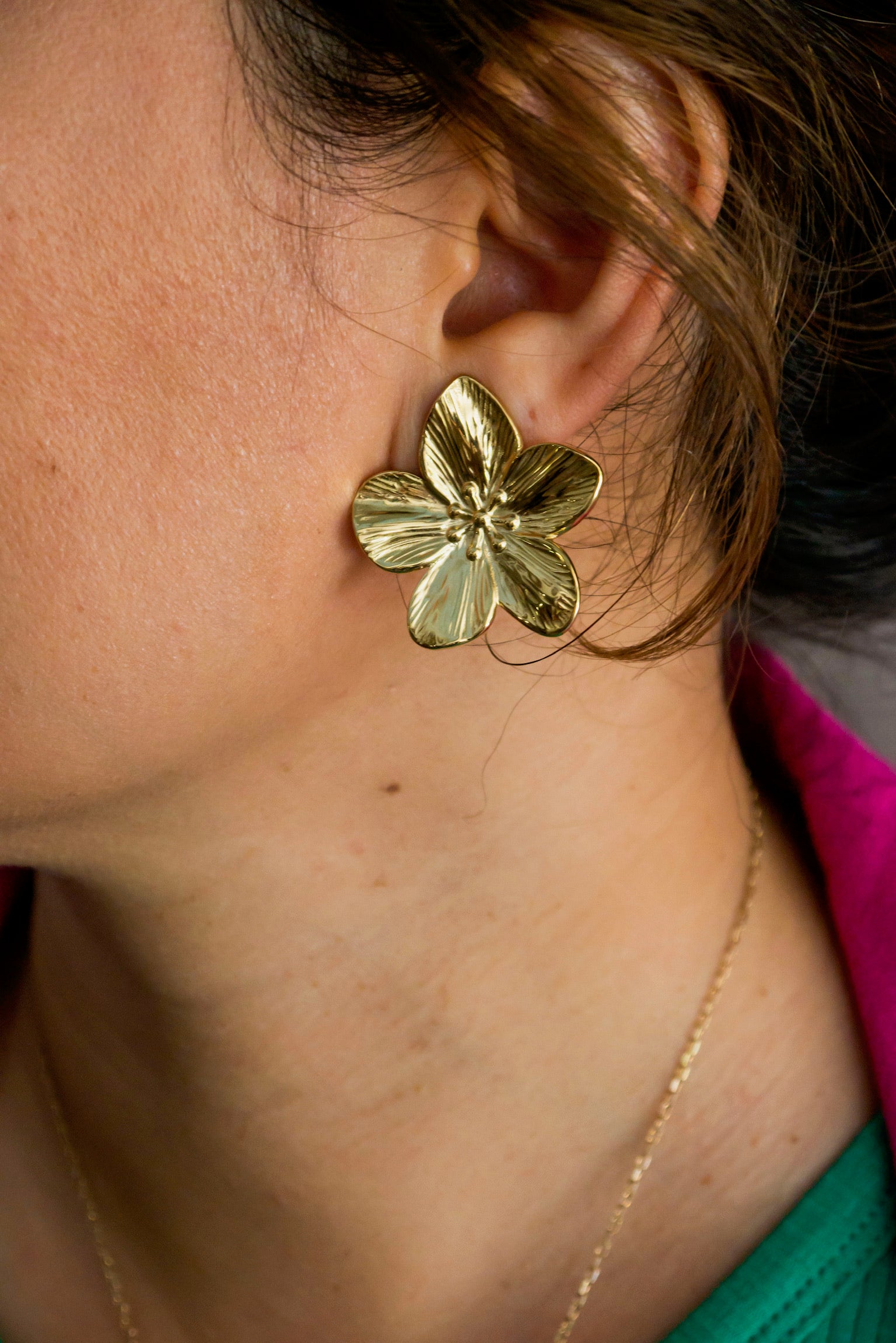 Fleur Clip Sur Boucles D'Oreilles Pour Femmes Coloré