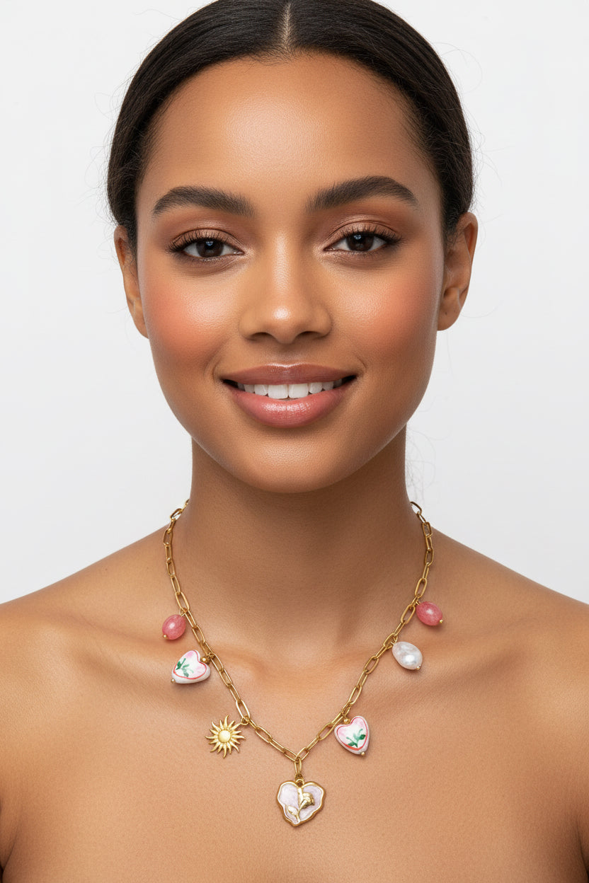 Collier breloques colorées acier – Seven Shades Réunion